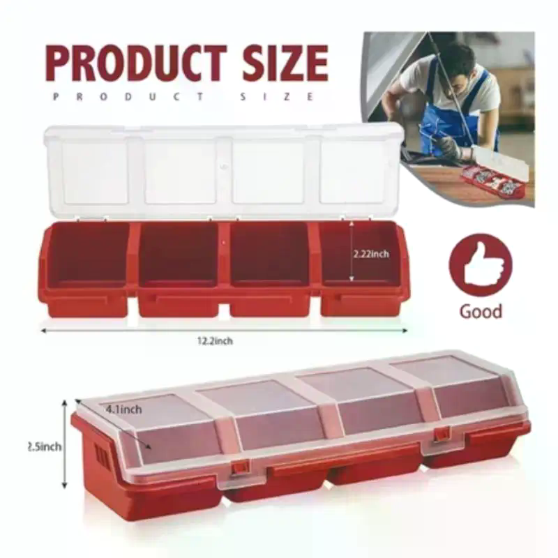 Workshop Tools Storage - صندوق منظم للبراغي بلاستيكي بـ 4